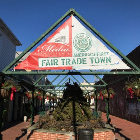 Fair Trade Town sign in Media, Pennsylvania